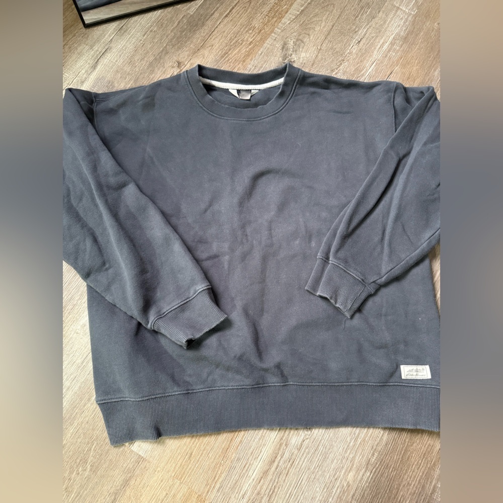 VTG EDDIE BAUER Crewneck Sweatshirt Pullover Navy Blue Size L - Picture 4 of 8